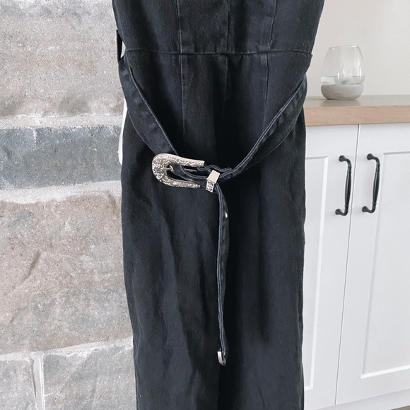 ASOS DESIGN Denim Plunge Jumpsuit & Western Belt - Picture 9 of 11